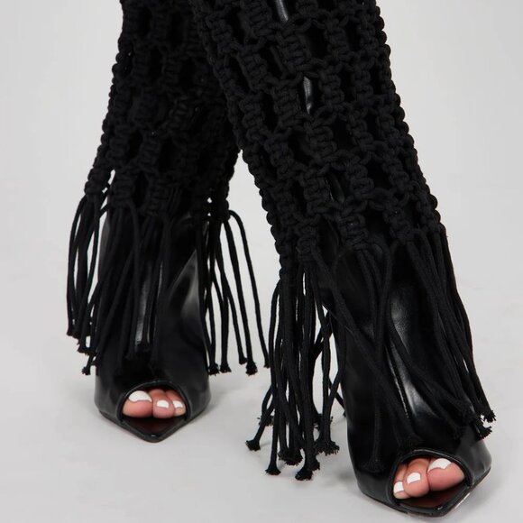 Crochet Wedge Open Toe Heeled Boots Size 8.5 - Picture 4 of 6